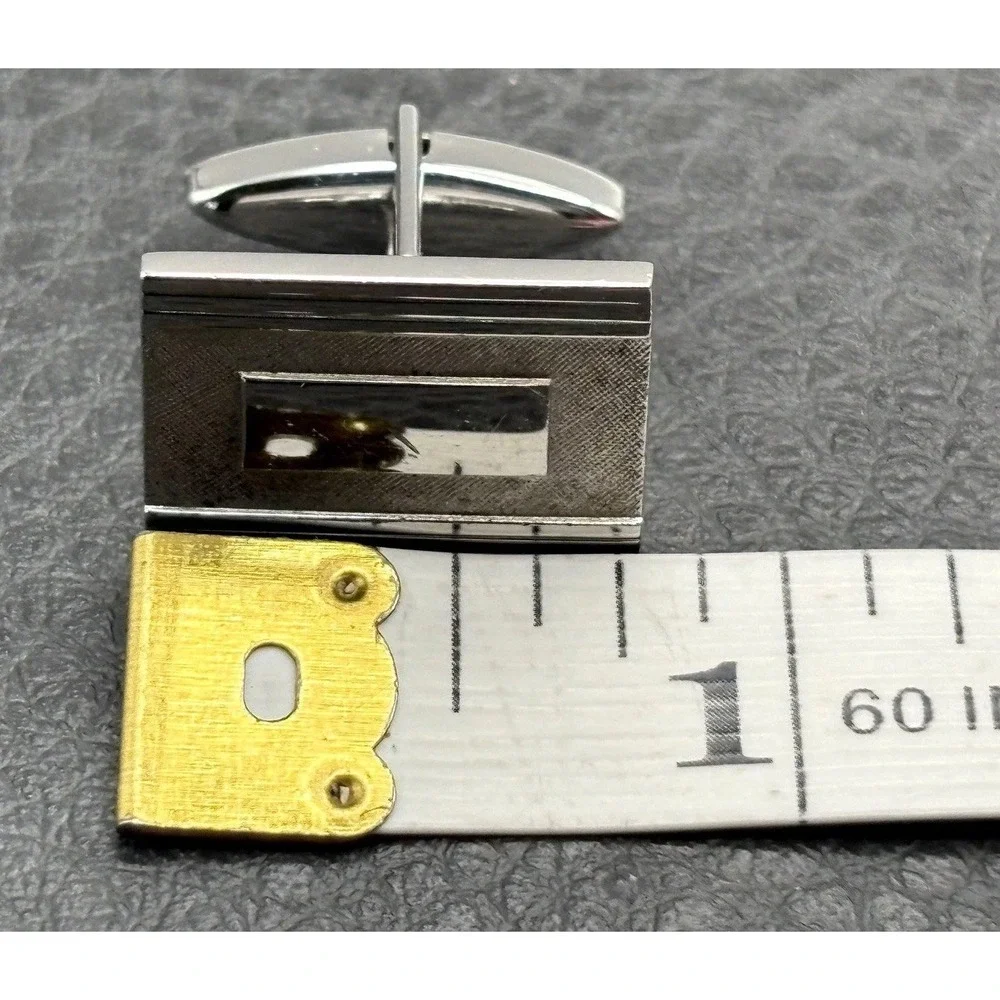 Vintage Swank Sterling Silver Rectangular Cufflinks Art Deco Style No Monogram